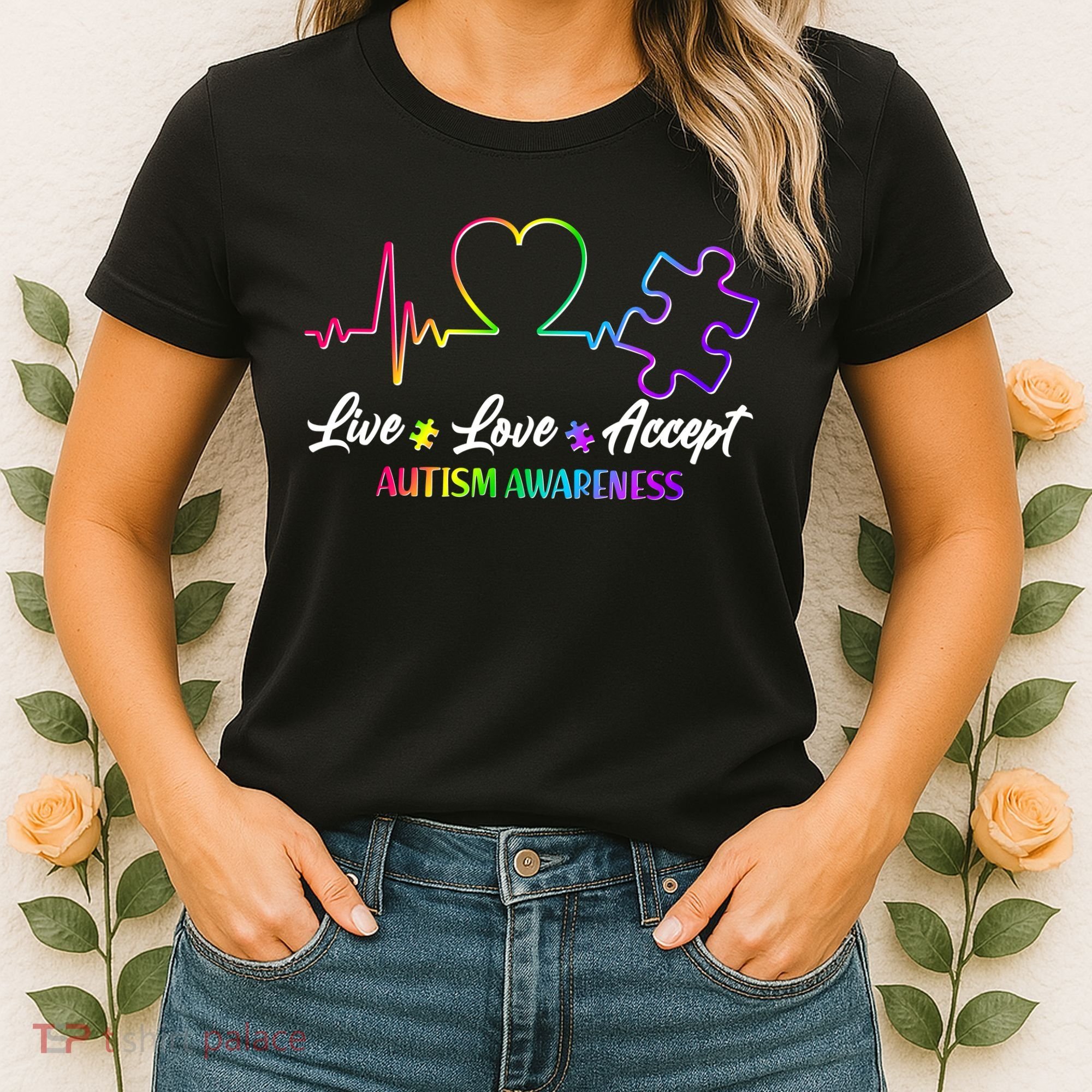 Live Love Accept Autism Awareness Rainbow Women's T-Shirt