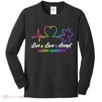 Live Love Accept Autism Awareness Rainbow Kids Long Sleeve Shirt thumb 0