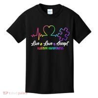 Live Love Accept Autism Awareness Rainbow Kids T-Shirt thumb 0