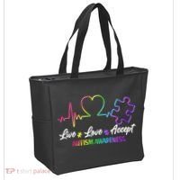 Live Love Accept Autism Awareness Rainbow Tote Bag thumb 2