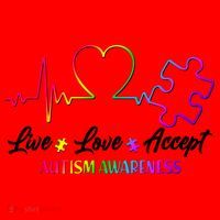 Live Love Accept Autism Awareness Rainbow Santa Hat thumb 1