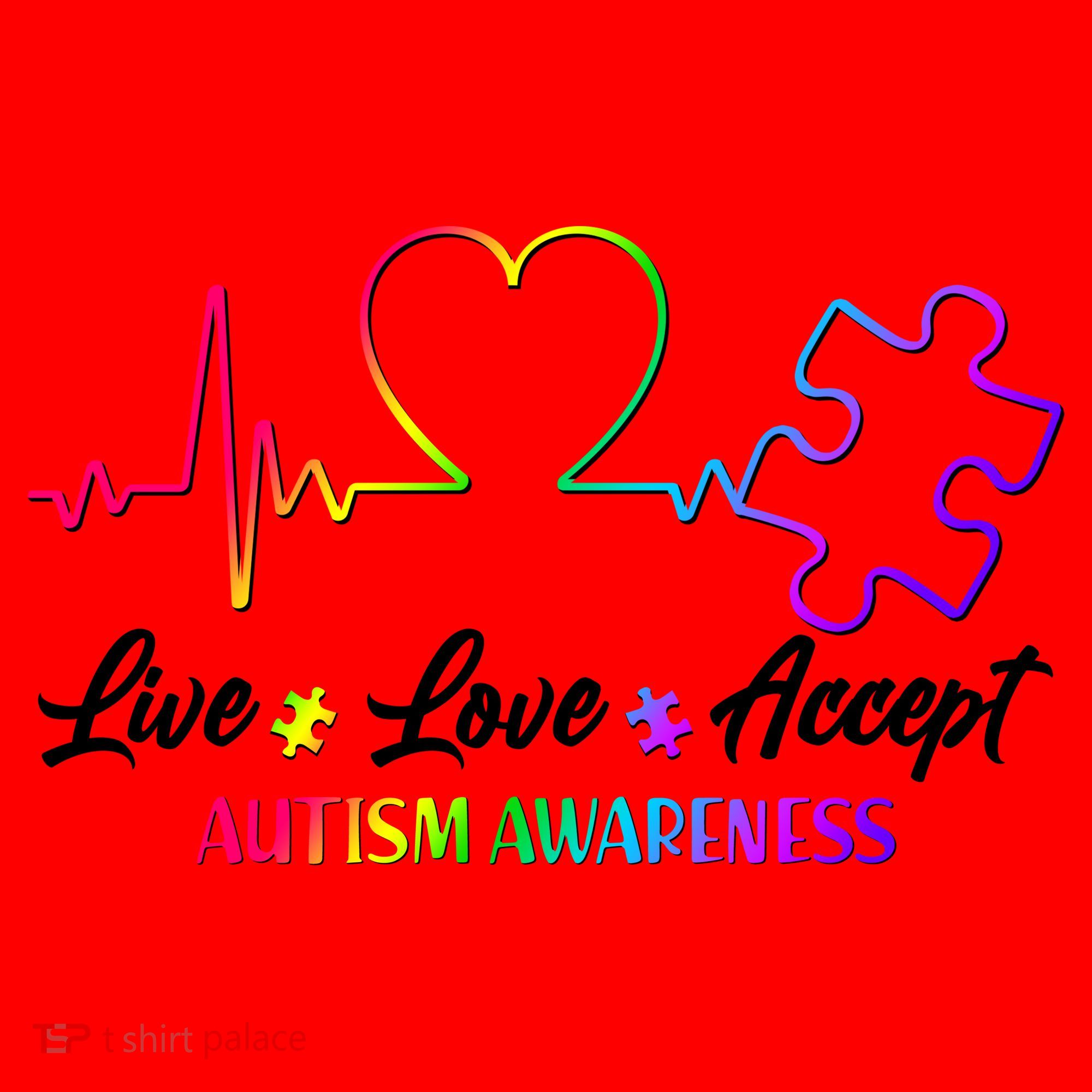Live Love Accept Autism Awareness Rainbow Santa Hat