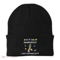 Live Love Accept Autism Puzzle Piece Ribbon Beanie thumb 0