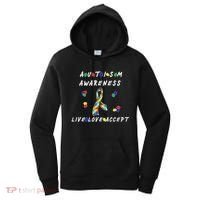 Live Love Accept Autism Puzzle Piece Ribbon Women's Hoodie thumb 0
