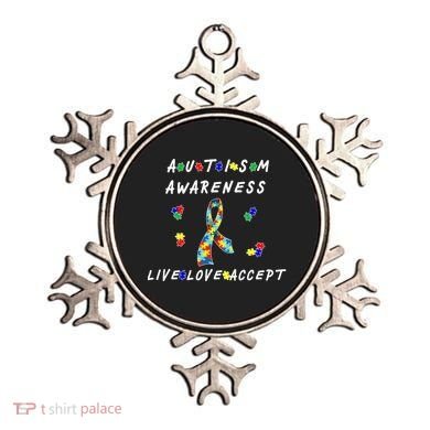 Live Love Accept Autism Puzzle Piece Ribbon Ornament