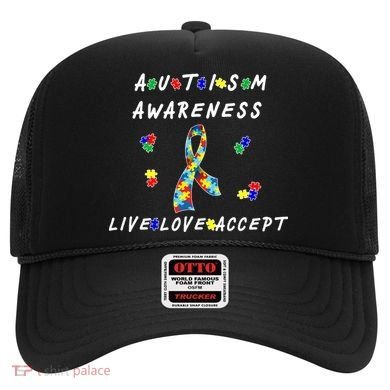 Live Love Accept Autism Puzzle Piece Ribbon Hat