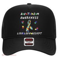 Live Love Accept Autism Puzzle Piece Ribbon Hat thumb 0