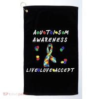 Live Love Accept Autism Puzzle Piece Ribbon Golf Towel thumb 0