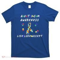 Live Love Accept Autism Puzzle Piece Ribbon T-Shirt thumb 0