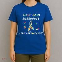 Live Love Accept Autism Puzzle Piece Ribbon T-Shirt thumb 4