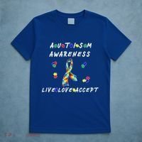 Live Love Accept Autism Puzzle Piece Ribbon T-Shirt thumb 5