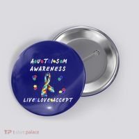 Live Love Accept Autism Puzzle Piece Ribbon Button thumb 0