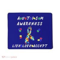 Live Love Accept Autism Puzzle Piece Ribbon Mousepad thumb 0