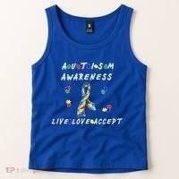 Live Love Accept Autism Puzzle Piece Ribbon Tank Top thumb 2