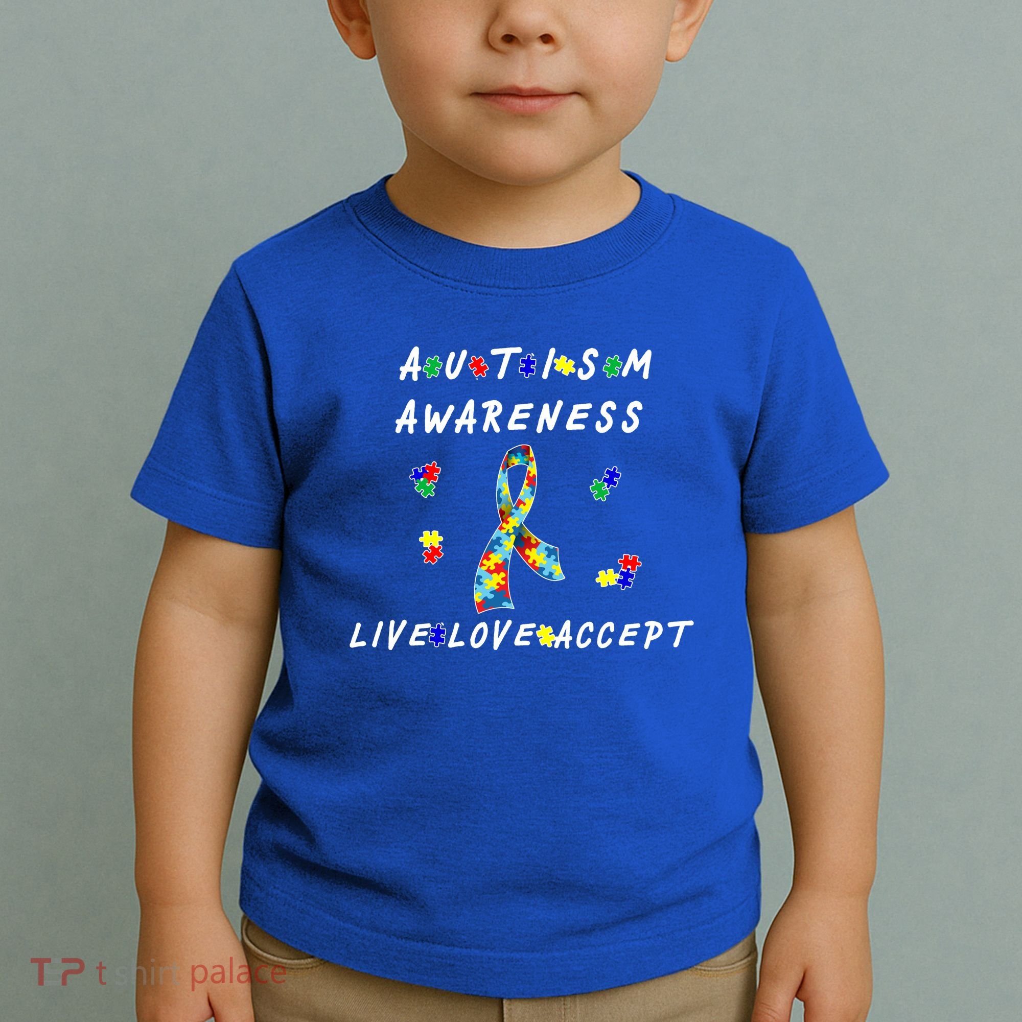 Live Love Accept Autism Puzzle Piece Ribbon Toddler T-Shirt