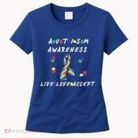 Live Love Accept Autism Puzzle Piece Ribbon Women's T-Shirt thumb 0
