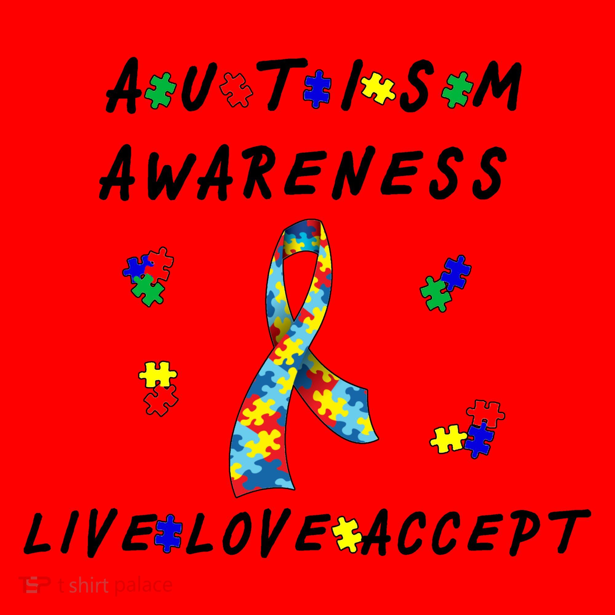 Live Love Accept Autism Puzzle Piece Ribbon Santa Hat