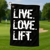 Live Love Lift Retro Fitness Golf Towel thumb 1