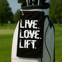 Live Love Lift Retro Fitness Golf Towel thumb 2