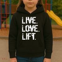 Live Love Lift Retro Fitness Kids Hoodie thumb 3