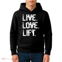 Live Love Lift Retro Fitness Kids Hoodie thumb 4