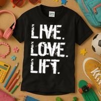 Live Love Lift Retro Fitness Kids T-Shirt thumb 3