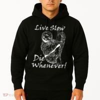 Live Slow Die Whenever Funny Sloth Hoodie thumb 2