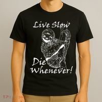 Live Slow Die Whenever Funny Sloth T-Shirt thumb 3