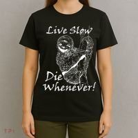 Live Slow Die Whenever Funny Sloth T-Shirt thumb 4