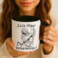 Live Slow Die Whenever Funny Sloth Coffee Mug thumb 3