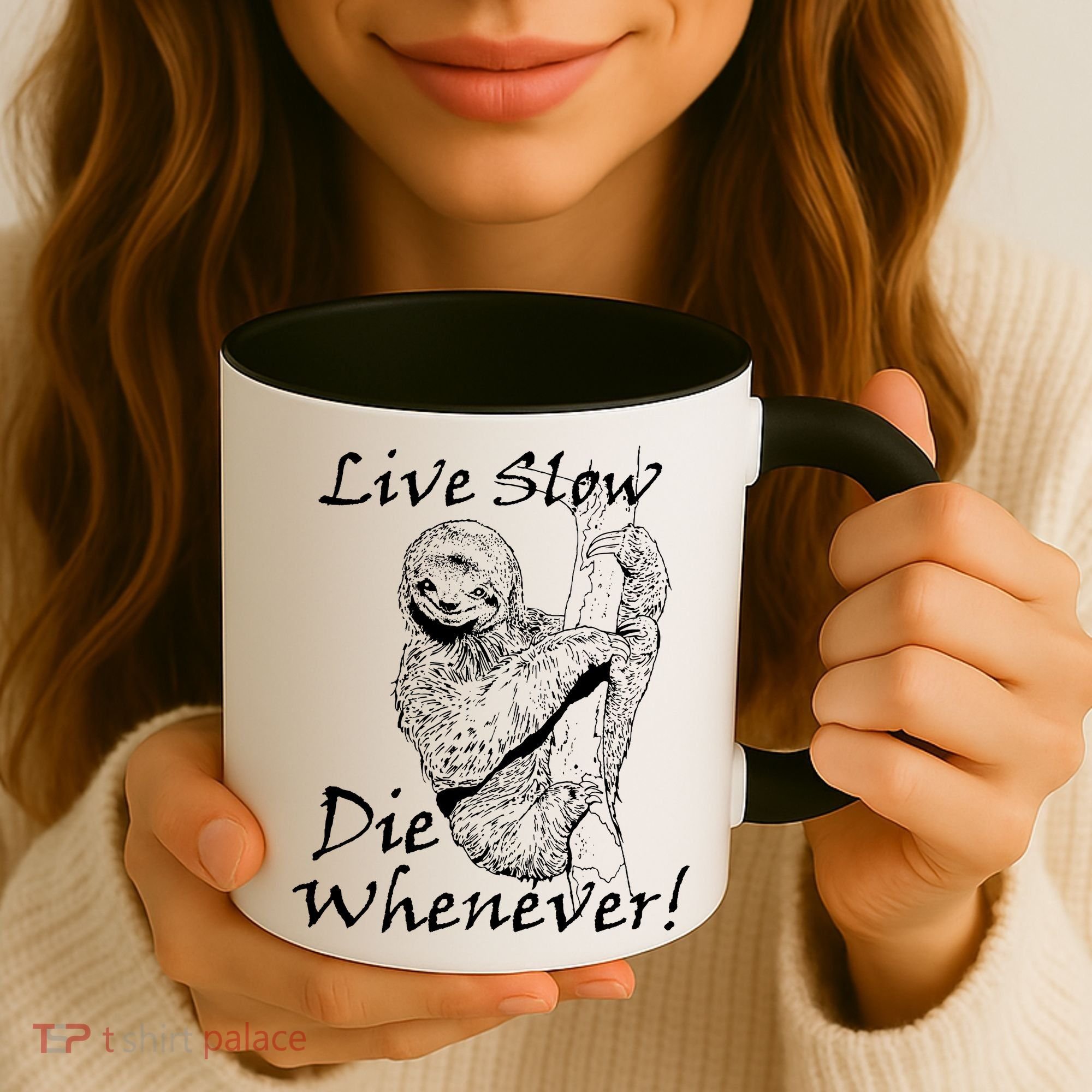 Live Slow Die Whenever Funny Sloth Coffee Mug