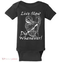 Live Slow Die Whenever Funny Sloth Baby Bodysuit thumb 0