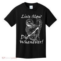 Live Slow Die Whenever Funny Sloth Kids T-Shirt thumb 0