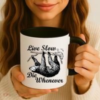 Live Slow Die Whenever Sloth Coffee Mug thumb 3