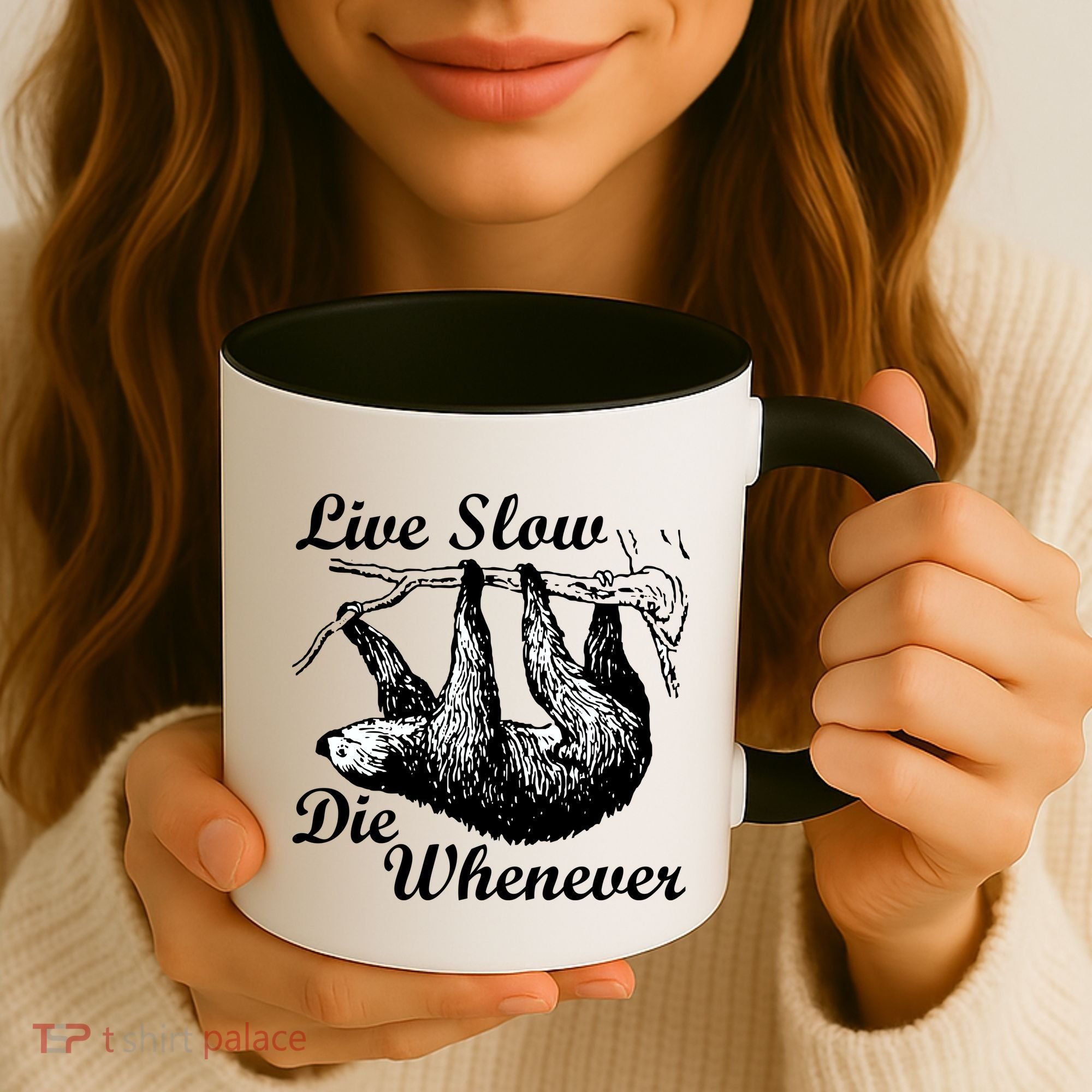 Live Slow Die Whenever Sloth Coffee Mug