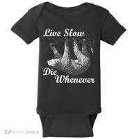 Live Slow Die Whenever Sloth Baby Bodysuit thumb 0