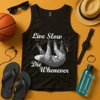 Live Slow Die Whenever Sloth Tank Top thumb 4