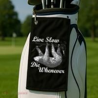 Live Slow Die Whenever Sloth Golf Towel thumb 2