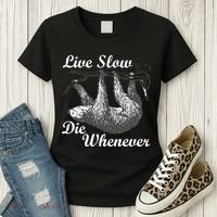 Live Slow Die Whenever Sloth Women's T-Shirt thumb 3
