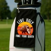 Live Ugly Fake Your Death Golf Towel thumb 2