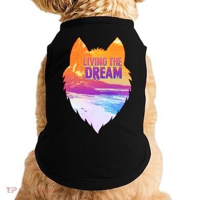 Living The Dream Californian Beach Wolf Head Doggie Tank