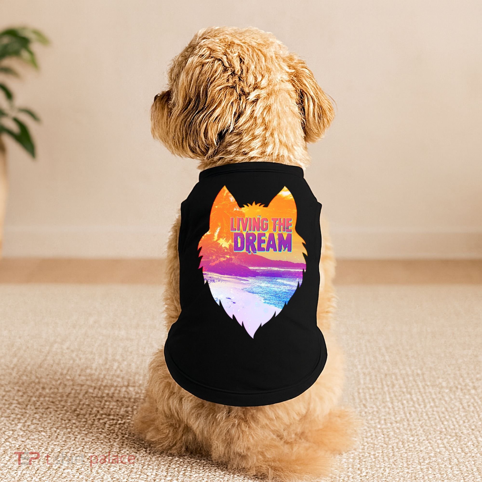 Living The Dream Californian Beach Wolf Head Doggie Tank