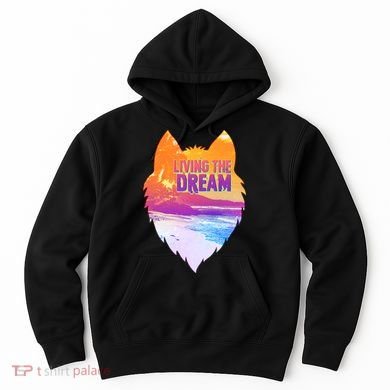Living The Dream Californian Beach Wolf Head Hoodie