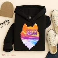 Living The Dream Californian Beach Wolf Head Hoodie thumb 4