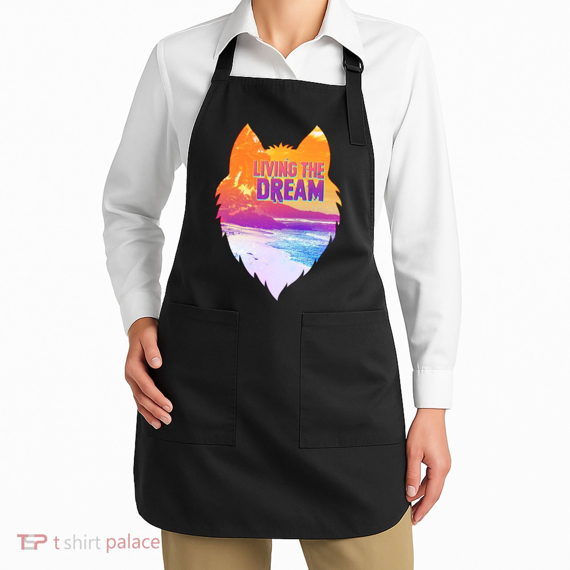 Living The Dream Californian Beach Wolf Head Apron
