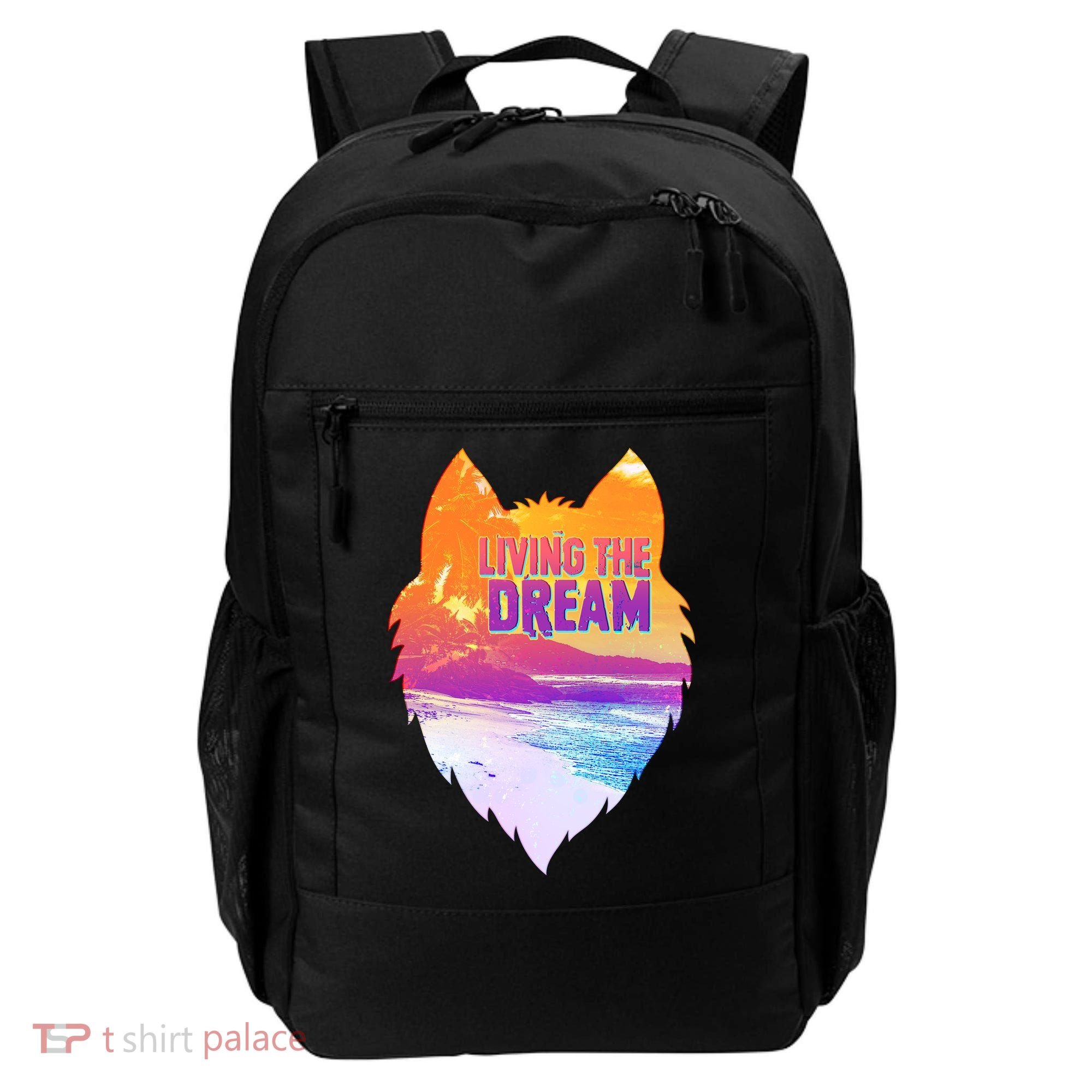 Living The Dream Californian Beach Wolf Head Backpack