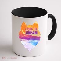 Living The Dream Californian Beach Wolf Head Coffee Mug thumb 1