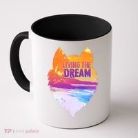 Living The Dream Californian Beach Wolf Head Coffee Mug thumb 0