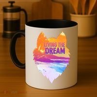 Living The Dream Californian Beach Wolf Head Coffee Mug thumb 4
