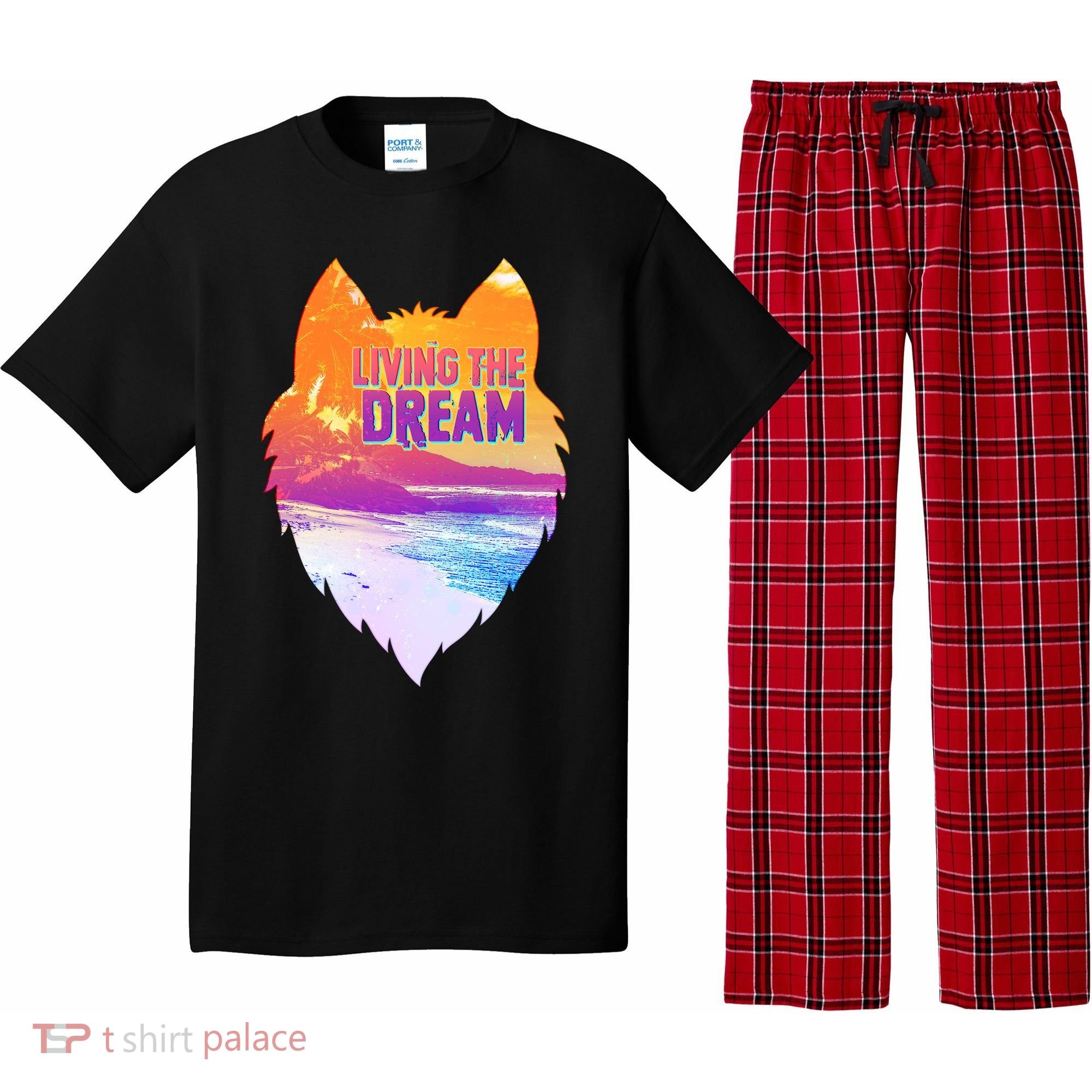 Living The Dream Californian Beach Wolf Head Pajama Set